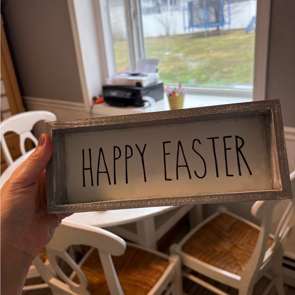 Happy Easter Wood Sign - White and Gray - Picture 3 of 3